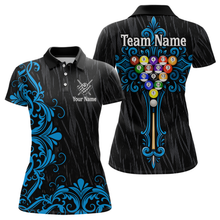 Load image into Gallery viewer, Custom Blue Baroque Pattern Ball Pool Billiard Shirts for Women Team Polo &amp; 1/4 Zip Shirts NNT60