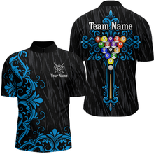 Load image into Gallery viewer, Custom Blue Baroque Pattern Ball Pool Billiard Shirts for Men Team Polo &amp; 1/4 Zip Shirts NNT60