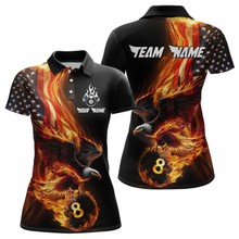 Load image into Gallery viewer, Custom Flaming US Flag Eagle Billiard Jersey for Women Billiard Shirt Billiard Gifts Polo &amp; 1/4 Zip NNT58