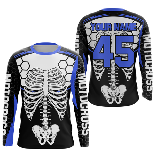 Blue Bone Motocross Racing Jersey UPF30+ MX Racing Dirt Bike Jersey Kid Men Women DNT01