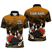 Load image into Gallery viewer, Custom Orange Funny Turkey Bowling Jersey for Men Thanksgiving Bowling Team Shirts Polo &amp; 1/4 Zip HNT125