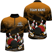 Load image into Gallery viewer, Custom Orange Funny Turkey Bowling Jersey for Men Thanksgiving Bowling Team Shirts Polo &amp; 1/4 Zip HNT125
