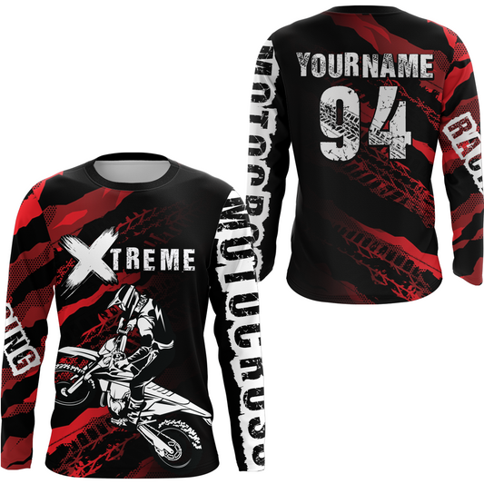 Custom Red Motocross Jersey Racing Shirts UPF30+ Dirt Bike Jersey Kid Men Women DNT09