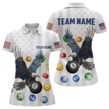 Load image into Gallery viewer, American Flag Billiards Shirt Eagle 8 Ball Billiards Billiard Shirt Women Polo Shirts &amp; 1/4 Zip NNT07