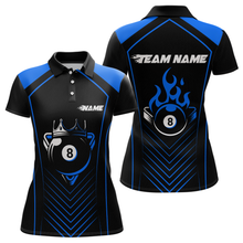 Load image into Gallery viewer, Customized Blue 8 Ball Pool Crown Women's Billiard Shirts, Billiard Team Shirts Polo &amp; 1/4 Zip Shirts NNT37