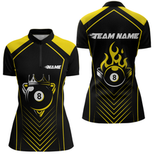 Load image into Gallery viewer, Customized Yellow 8 Ball Pool Crown Women's Billiard Shirts, Billiard Team Shirts Polo &amp; 1/4 Zip Shirts NNT37
