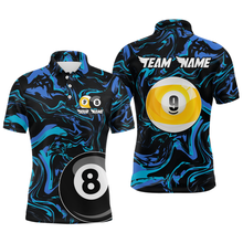 Load image into Gallery viewer, Teal-Turquoise 8 Ball &amp; 9 Ball Custom Billiard Shirts For Men Billiard Team Jerseys NNT55