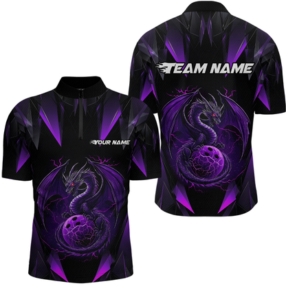 Purple Dragon Personalized Bowling Shirts For Men, Bowling Team Shirt Polo & Quarter-Zip HNT40