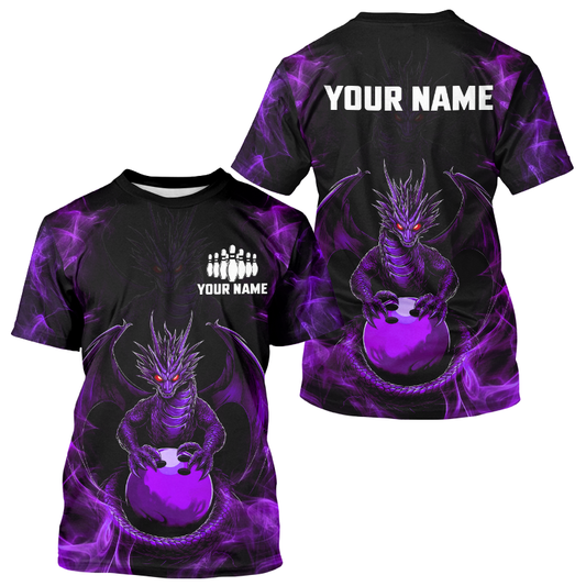 Purple Dragon Custom Name Bowling Shirts For Men, Bowling Team Shirt Bowling League HNT39