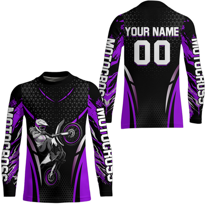 Custom Purple Racing Jersey UPF30+ Youth MX Racing Dirt Bike Off-Road Shirt Biker Girl Women DNT68