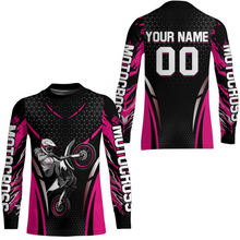 Load image into Gallery viewer, Custom Pink Racing Jersey UPF30+ Youth MX Racing Dirt Bike Off-Road Shirt Biker Girl Women DNT68