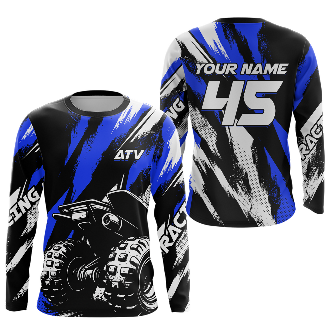 Custom Blue ATV Motocross Jersey Racing Shirts UPF30+ Off-Road Jersey Kid Men Women DNT11