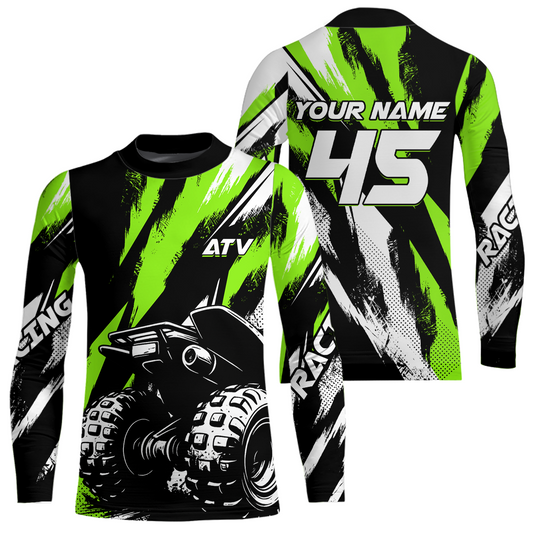 Custom Green ATV Motocross Jersey Racing Shirts UPF30+ Off-Road Jersey Kid Men Women DNT11