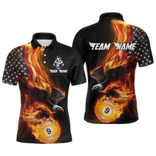 Load image into Gallery viewer, Custom 9 Ball American Flag Flaming Billiard Shirts for Men Billiard Team Shirt Billiard League NNT72