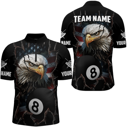 Eagle Billiard Shirt American Flag Billiard Jersey for Men Polo & 1/4 Zip Shirt Team NNT02