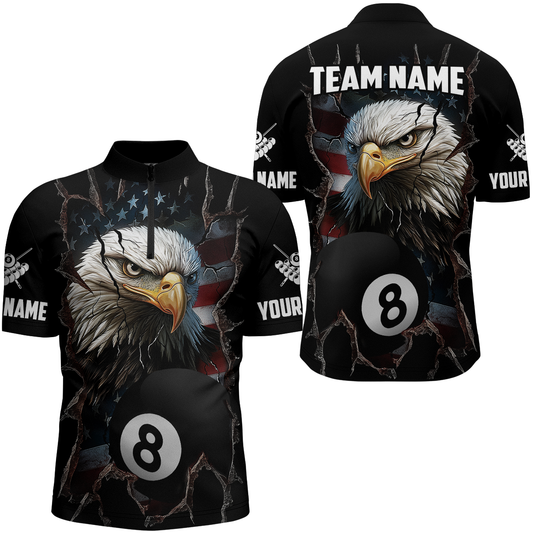Eagle Billiard Shirt American Flag Billiard Jersey for Men Polo & 1/4 Zip Shirt Team NNT02