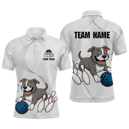 Custom Funny French Bulldog Bowling Men Polo & 1/4 Zip Shirts Bowling Team Jerseys HNT94