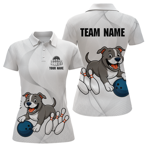 Custom Funny French Bulldog Bowling Women Polo & 1/4 Zip Shirts Bowling Team Jerseys HNT94