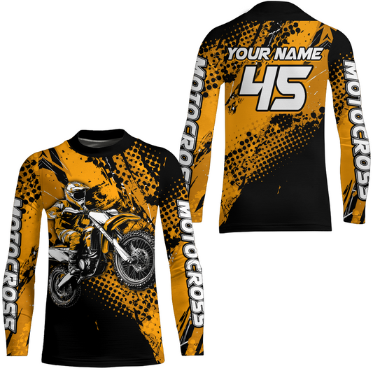 Orange Youth Motocross Shirts Custom Racing Dirt Bike Jersey Kid Men Women UPF30+ DNT18