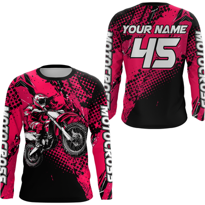 Pink Youth Motocross Shirts Custom Racing Dirt Bike Jersey Kid Men Women UPF30+ DNT18