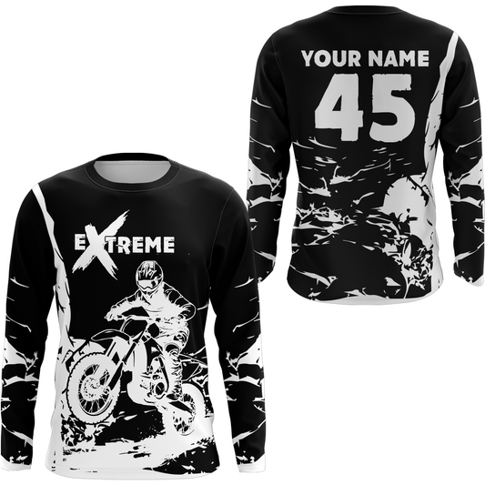 Black Motocross Racing Extreme Jersey Kid Men Women UPF30+ Youth Motorcycle Shirt MX DNT87