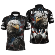 Load image into Gallery viewer, US Flag Eagle Bowling Shirt for Men Personalized Polo &amp; Quarter-Zip Team Bowling Jersey with Team HNT02