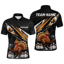 Load image into Gallery viewer, Custom Orange Funny Turkey Bowling Jersey for Men Thanksgiving Bowling Shirts Polo &amp; 1/4 Zip HNT117