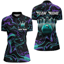 Load image into Gallery viewer, Purple Bowling Custom Women Bowling Shirt Polo &amp; Quarter-Zip Bowling Team Jerseys HNT48