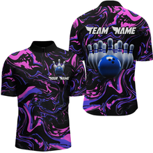 Load image into Gallery viewer, Pink Purple Bowling Custom Men Bowling Shirt Polo &amp; Quarter-Zip Bowling Team Jerseys HNT48