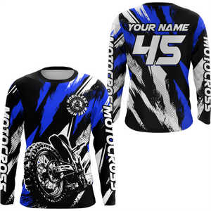 Personalized Blue Motocross Racing Jersey Men Women Kid Upf30+ Dirt Bike Jersey Shirt Racing Jersey DNT03