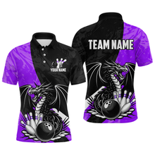 Load image into Gallery viewer, Custom Purple Dragon Bowling Men Shirts Bowling Uniform Polo &amp; 1/4 Zip Bowling Team Jerseys HNT103