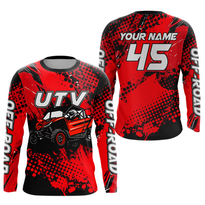 Red UTV Motocross Shirt Kid Men Women UPF30+ Custom Off-Road UTV Racing Jersey DNT30
