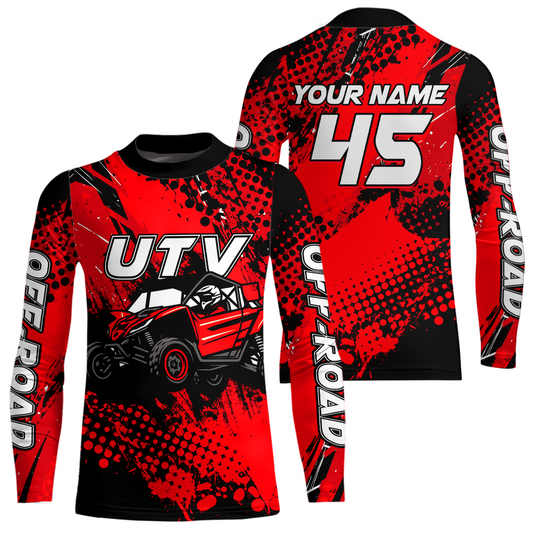Red UTV Motocross Shirt Kid Men Women UPF30+ Custom Off-Road UTV Racing Jersey DNT30