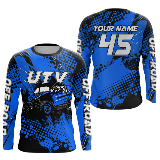 Blue UTV Motocross Shirt Kid Men Women UPF30+ Custom Off-Road UTV Racing Jersey DNT30