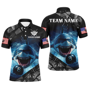 Funny Blue Shark Ball Pool Billiard for Men Billiard Shirts Polo & 1/4 Zip Shirt Team NNT18