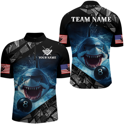Funny Blue Shark Ball Pool Billiard for Men Billiard Shirts Polo & 1/4 Zip Shirt Team NNT18