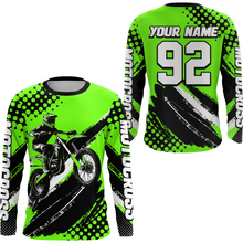 Load image into Gallery viewer, Personalized Green Racing Jersey Motocross for Men Women Kid Upf30+ Youth Off-Road Racing Jersey DNT02