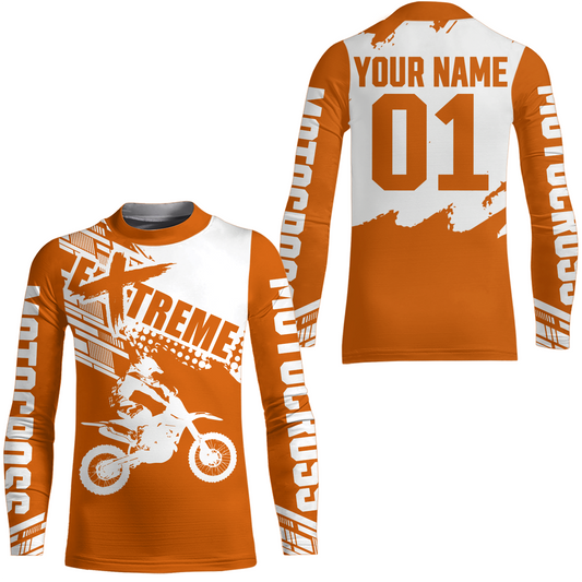 Orange Youth Racing Dirt Bike Shirt for Men Women Motocross Jersey UPF30+ Extreme Off-Road DNT74