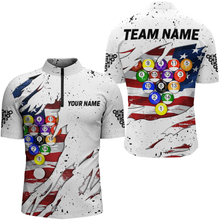 Load image into Gallery viewer, Billiard Jerseys American Flag 8 Ball Pool Billiard Shirts for Men Polo &amp; 1/4 Zip Shirt Team NNT26