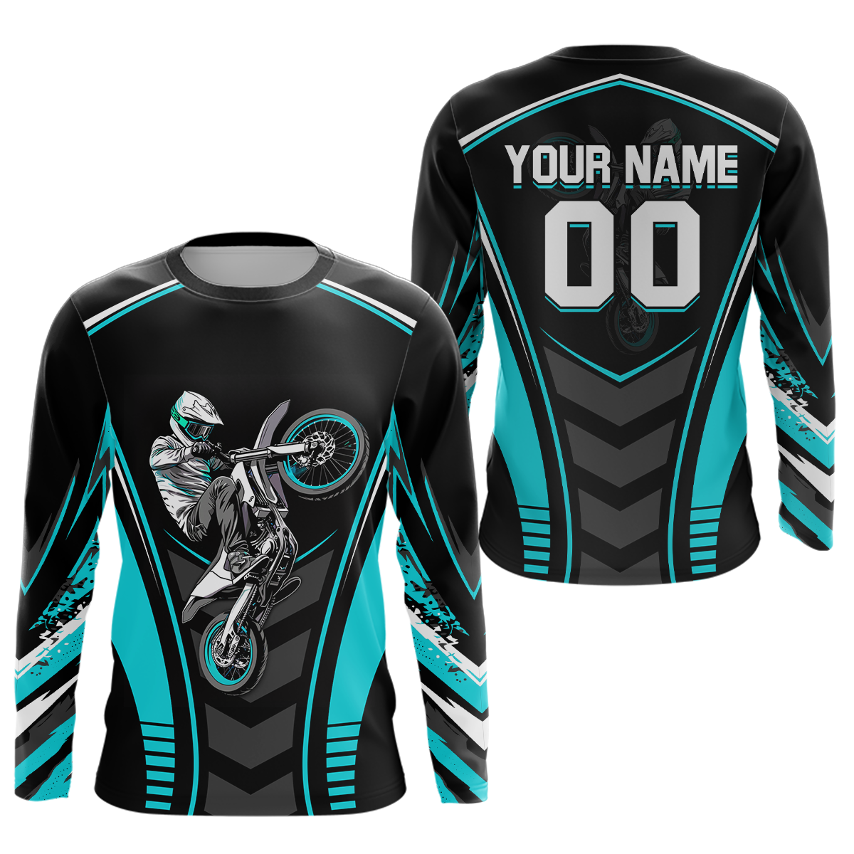Turquoise Youth Dirt Bike Jersey MX Off-Road Motocross Shirt Racing Shirt Kid Men Women DNT55