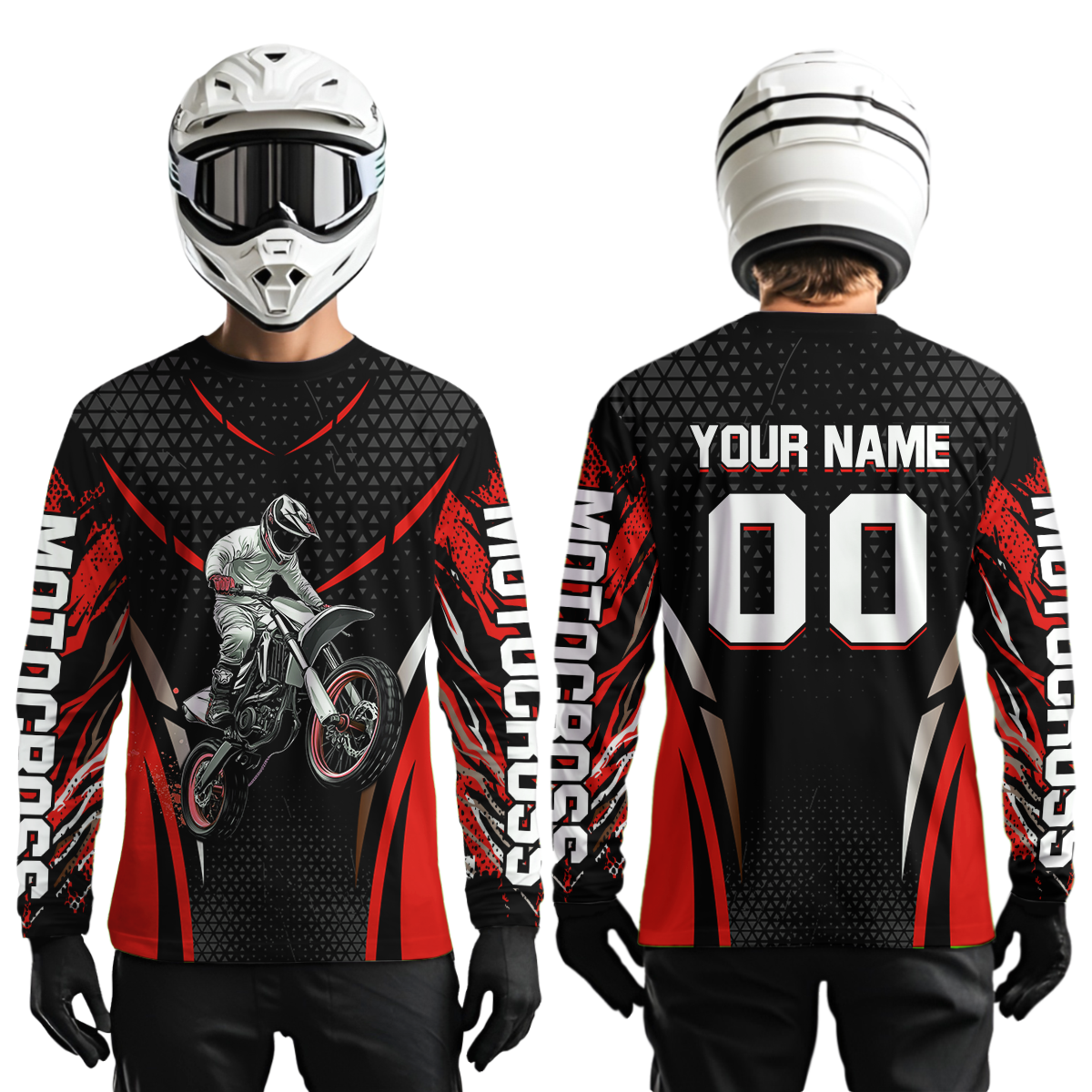 Red Motocross Jersey UPF30+ Youth Motorcycle Shirt Dirt Bike Jersey Kid Men Women DNT53