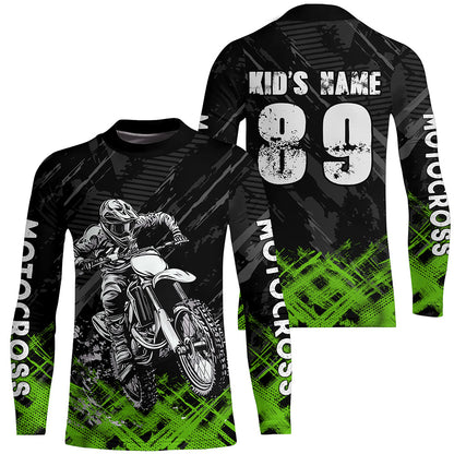 Adult&Kid Green Custom Dirt Bike Jersey Motocross Jersey Upf30+ Motocross Shirt| CTP87