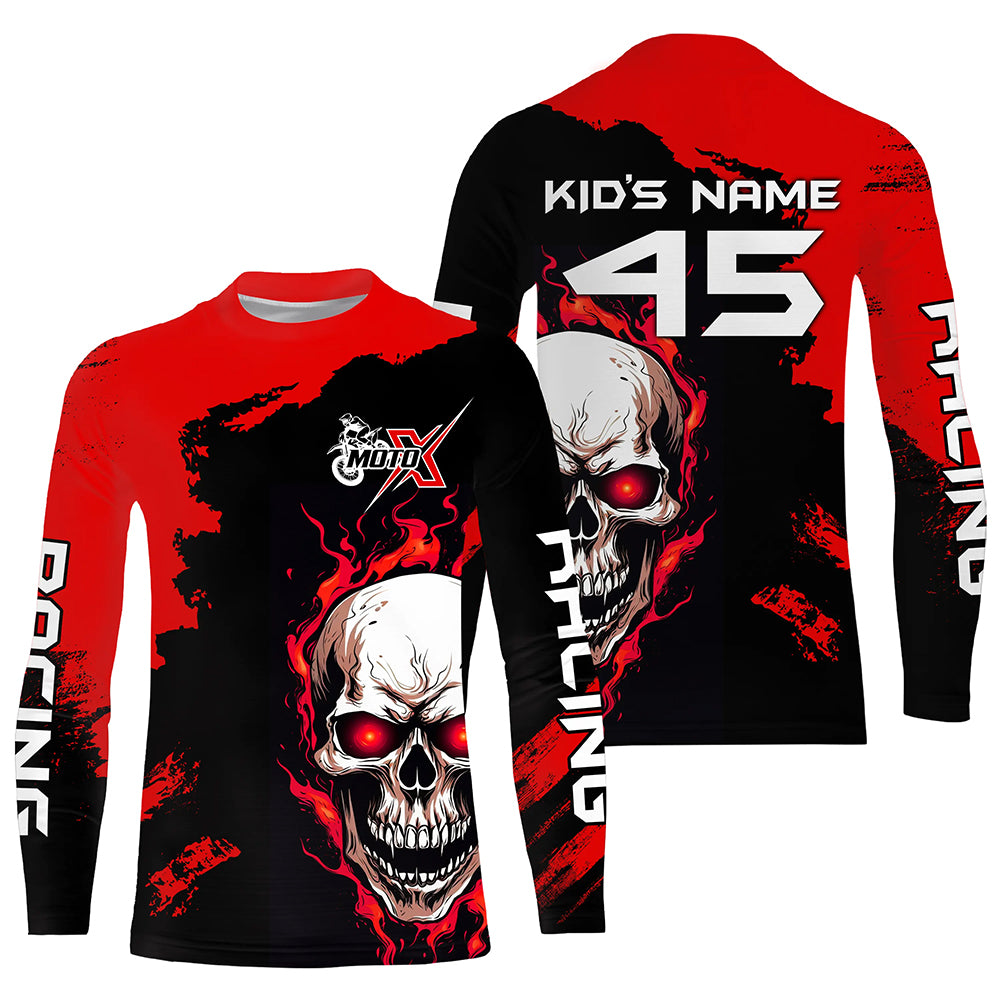 Motocross Jersey Upf30+ Custom Dirt Bike Jersey Mens Women Skull Off-Road Jersey Adult&Kid| CTP51
