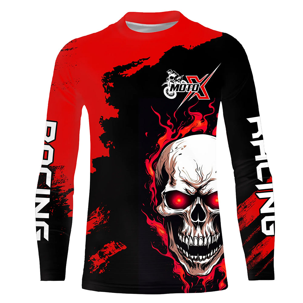 Motocross Jersey Upf30+ Custom Dirt Bike Jersey Mens Women Skull Off-Road Jersey Adult&Kid| CTP51