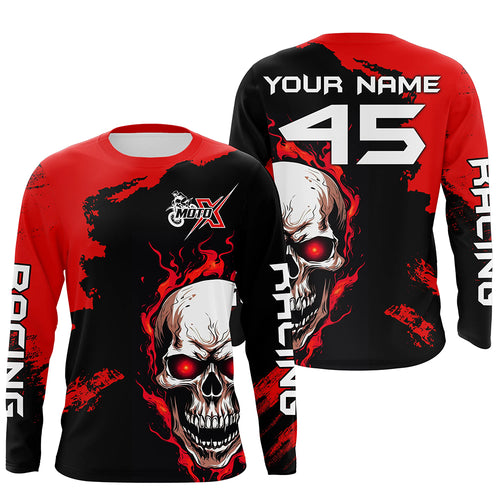 Motocross Jersey Upf30+ Custom Dirt Bike Jersey Mens Women Skull Off-Road Jersey Adult&Kid| CTP51