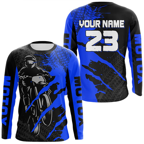 Custom Blue Motocross Jersey for Men Women Upf30+ Dirt Bike Shirt Motorcycle Jersey| CTP67