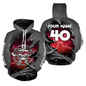 Adult&Kid Red Skull Custom Dirt Bike Jersey Motocross Jersey Upf30+ Motocross Shirt| CTP86