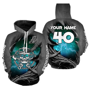 Adult&Kid Turquoise Skull Custom Dirt Bike Jersey Motocross Jersey Upf30+ Motocross Shirt| CTP86
