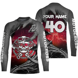 Adult&Kid Red Skull Custom Dirt Bike Jersey Motocross Jersey Upf30+ Motocross Shirt| CTP86