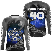 Load image into Gallery viewer, Adult&amp;Kid Blue Skull Custom Dirt Bike Jersey Motocross Jersey Upf30+ Motocross Shirt| CTP86
